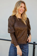 Load image into Gallery viewer, Sequin Puff Sleeve Round Neck Top
