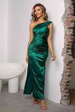 Load image into Gallery viewer, One-Shoulder Ruched Slit Maxi Dress
