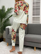 Load image into Gallery viewer, Printed Round Neck Top and Drawstring Pants Lounge Set

