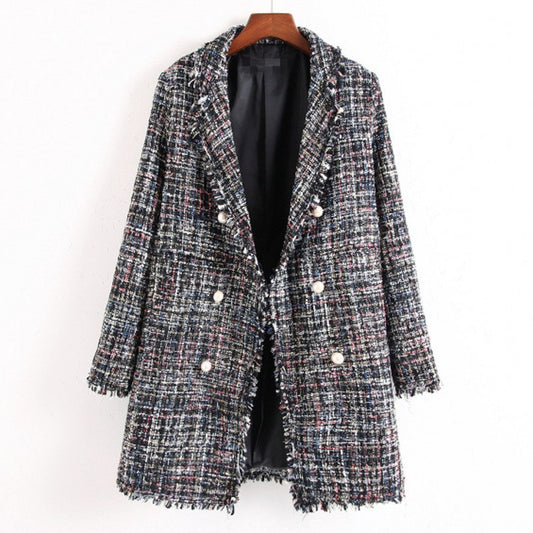 Europe and the United States wind  long section thick flowers pearl buckle stream Su Tinyuan lattice large size women's clothing