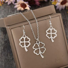 Load image into Gallery viewer, Lucky Clover Alloy Earrings and Necklace Jewelry Set
