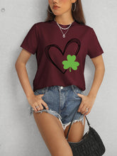 Load image into Gallery viewer, Heart Lucky Clover Short Sleeve T-Shirt
