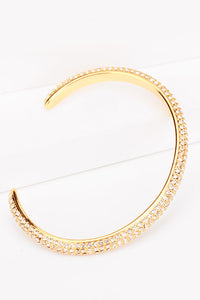 18K Gold-Plated Rhinestone Open Bracelet