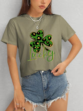 Load image into Gallery viewer, Lucky Clover Round Neck Short Sleeve T-Shirt
