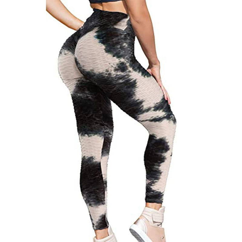 Hot Tie-Dye Yoga Pants Women＇s Peach Hip Bubble Yoga Pants Quick-Drying Printing Fitness Pants