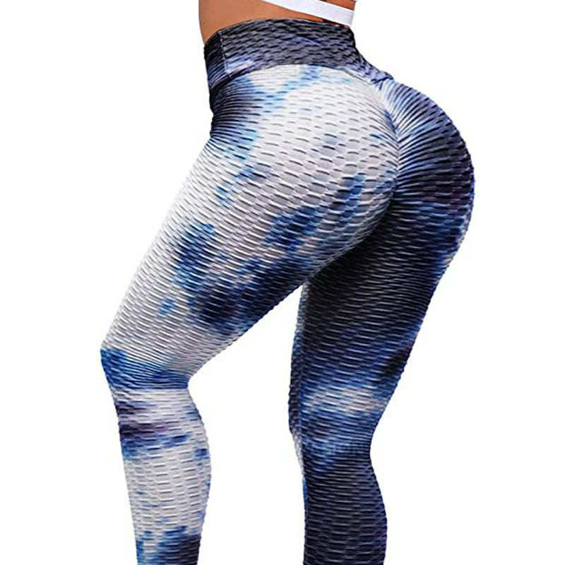 Hot Tie-Dye Yoga Pants Women＇s Peach Hip Bubble Yoga Pants Quick-Drying Printing Fitness Pants