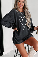 Load image into Gallery viewer, Heart Round Neck Dropped Shoulder Sweatshirt
