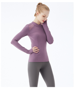 Fitstyle New Yoga Long Sleeve T-shirt Women Mesh Sports Workout Clothes Long-Sleeved T-shirt Women with Chest Pad Internet Celebrity Same Style