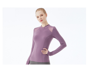 Fitstyle New Yoga Long Sleeve T-shirt Women Mesh Sports Workout Clothes Long-Sleeved T-shirt Women with Chest Pad Internet Celebrity Same Style