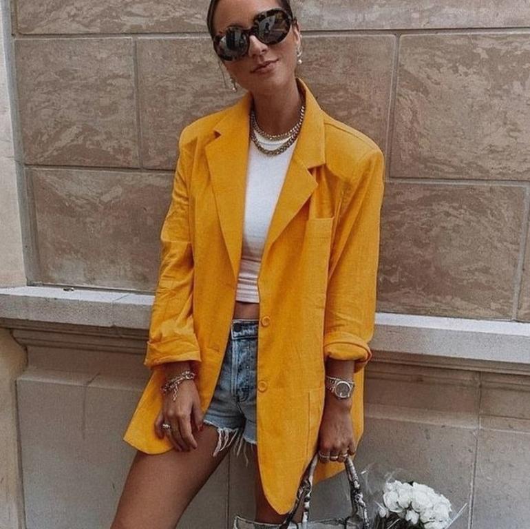 Autumn oversized blazer women Casual long sleeves single breasted outwear High street solid color office jackets