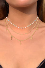 Load image into Gallery viewer, 18K Gold Plated Cross Pendant Triple-Layered Necklace
