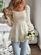 Load image into Gallery viewer, Smocked Flounce Sleeve Peplum Blouse
