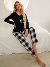 Load image into Gallery viewer, Plaid Heart Top and Pants Lounge Set
