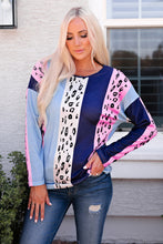 Load image into Gallery viewer, Leopard Color Block Round Neck Top
