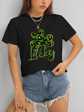 Load image into Gallery viewer, Lucky Clover Round Neck Short Sleeve T-Shirt
