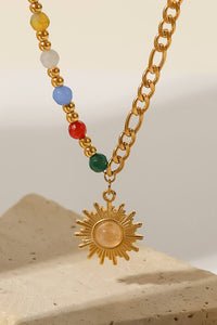 Opal Sun Shape Pendant Necklace