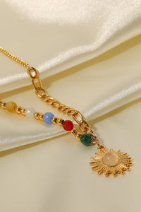 Opal Sun Shape Pendant Necklace