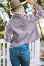 Load image into Gallery viewer, Frayed Trim Snap Down Denim Jacket
