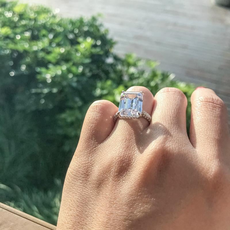 6 Carats Emerald Cut Sterling Silver Simulated Diamond Wedding Engagement Ring