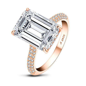 6 Carats Emerald Cut Sterling Silver Simulated Diamond Wedding Engagement Ring
