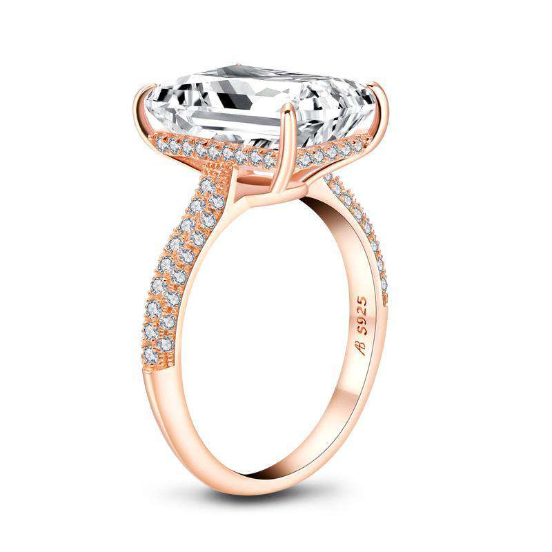 6 Carats Emerald Cut Sterling Silver Simulated Diamond Wedding Engagement Ring