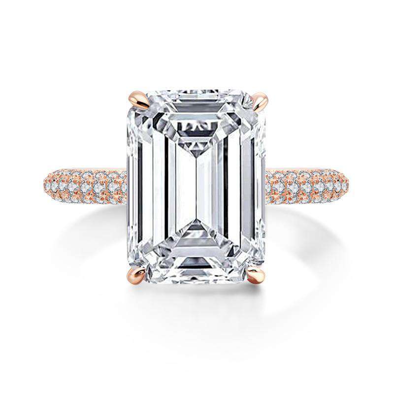 6 Carats Emerald Cut Sterling Silver Simulated Diamond Wedding Engagement Ring