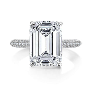 6 Carats Emerald Cut Sterling Silver Simulated Diamond Wedding Engagement Ring