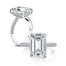 Load image into Gallery viewer, 6 Carats Emerald Cut Sterling Silver Simulated Diamond Wedding Engagement Ring
