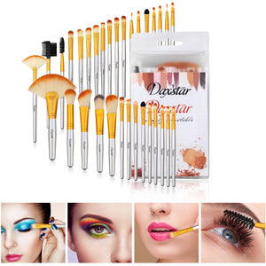 32 Bright Yellow Makeup Brushes Set Professional