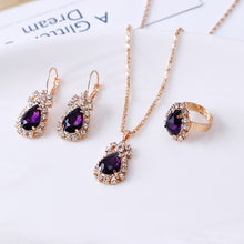 Load image into Gallery viewer, Luxury Water Drop Rhinestone Necklace Earrings Ring Set Shiny Fashion Elegant Women Bridal Jewelry Sets
