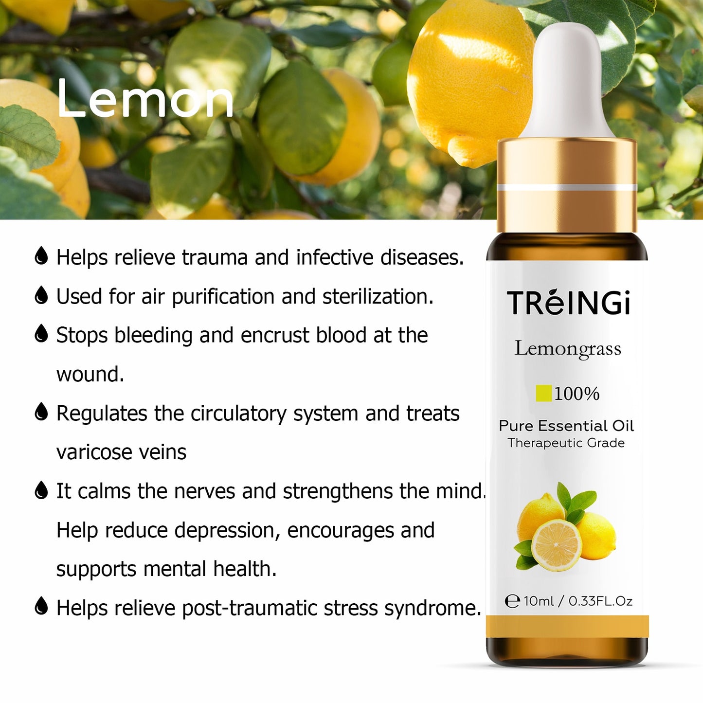 10ml Pure Natural Essential Oils -Jasmine Lavender Rose Vanilla Mint Sage Cinnamon Bergamot Tea Tree Oil with Dropper