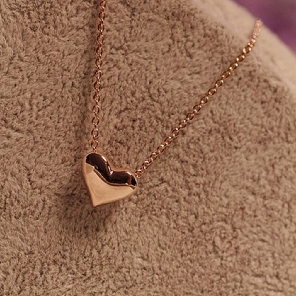 Gold Chain Choker Necklace Heart Shape Pendent Long Chain Delicate Fashion Choker Gold Rosegold Color Jewelry Gift for Women