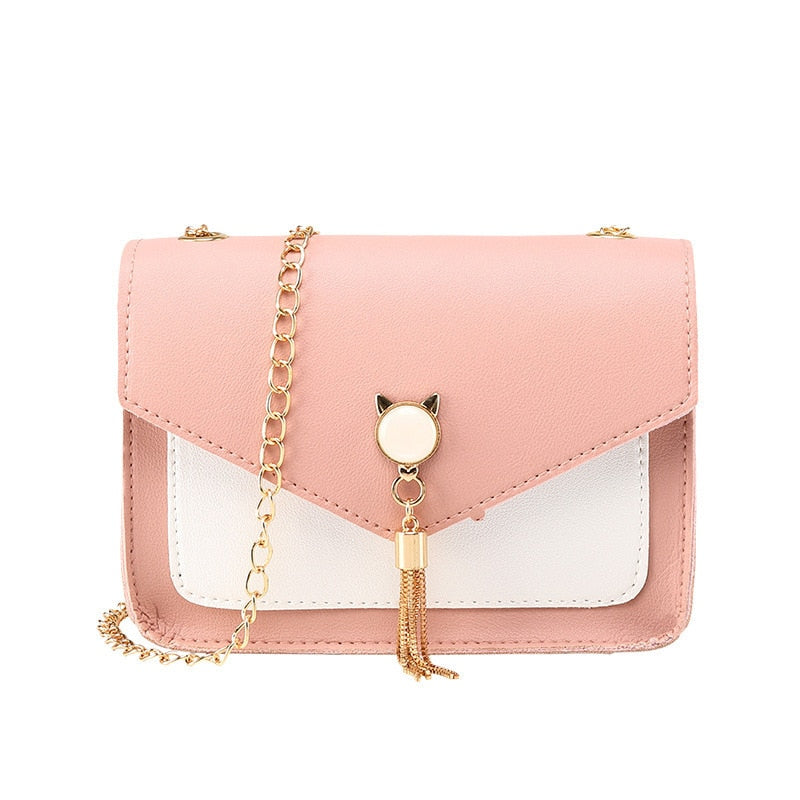 Traci K Collection Cat Stone Women's  Tassel Pu Shoulder Bag Contrast Color Purse Small Bag Patched Patched Simple Elegant Outdoor Bag