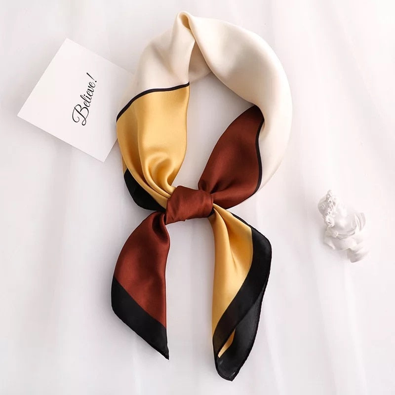 70*70cm Fashion Silk Satin Hair Scarf Women Handkerchief Printed Female Square Head Bandana Small Neck muffler hijab lady gir
