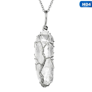 Fashion Hexagonal Column Quartz Necklaces Pendants Vintage Natural Stone Bullet White Crystal Energy Necklace