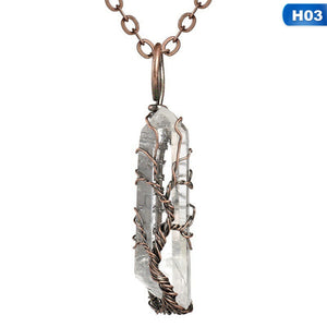 Fashion Hexagonal Column Quartz Necklaces Pendants Vintage Natural Stone Bullet White Crystal Energy Necklace