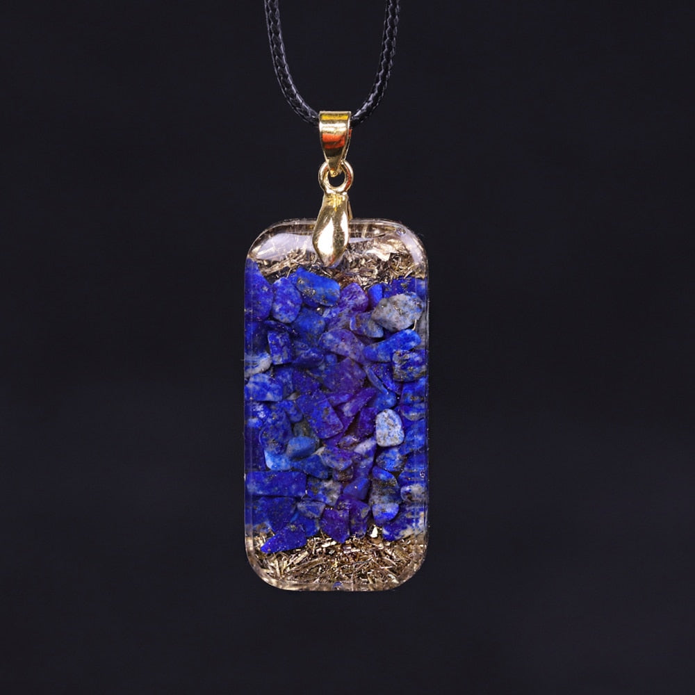 Orgonite Energy Pendant Natural Lapis Lazuli Reiki Energy Necklace Mysterious Resin Chakra Stone Growth Business Amulet