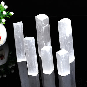 20g Natural White Selenite Rough Sticks Minerals Specimen Point Healing Crystal Wand Irregular Shape Making Stone Home Decor 1PC