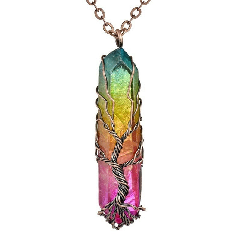 Fashion Hexagonal Column Quartz Necklaces Pendants Vintage Natural Stone Bullet White Crystal Energy Necklace