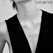 Load image into Gallery viewer, Women girl jewelry elegant chain alphabet letter pendant necklace 3 colors stainless steel choker initial necklace
