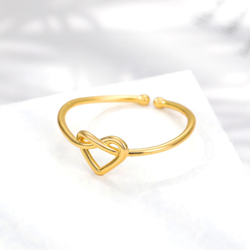 Stainless Steel Heart Rings for Women Girls Lover's Open Ring Gold Silver Color Couple Wedding Band Ring Boho Jewelry Anillos