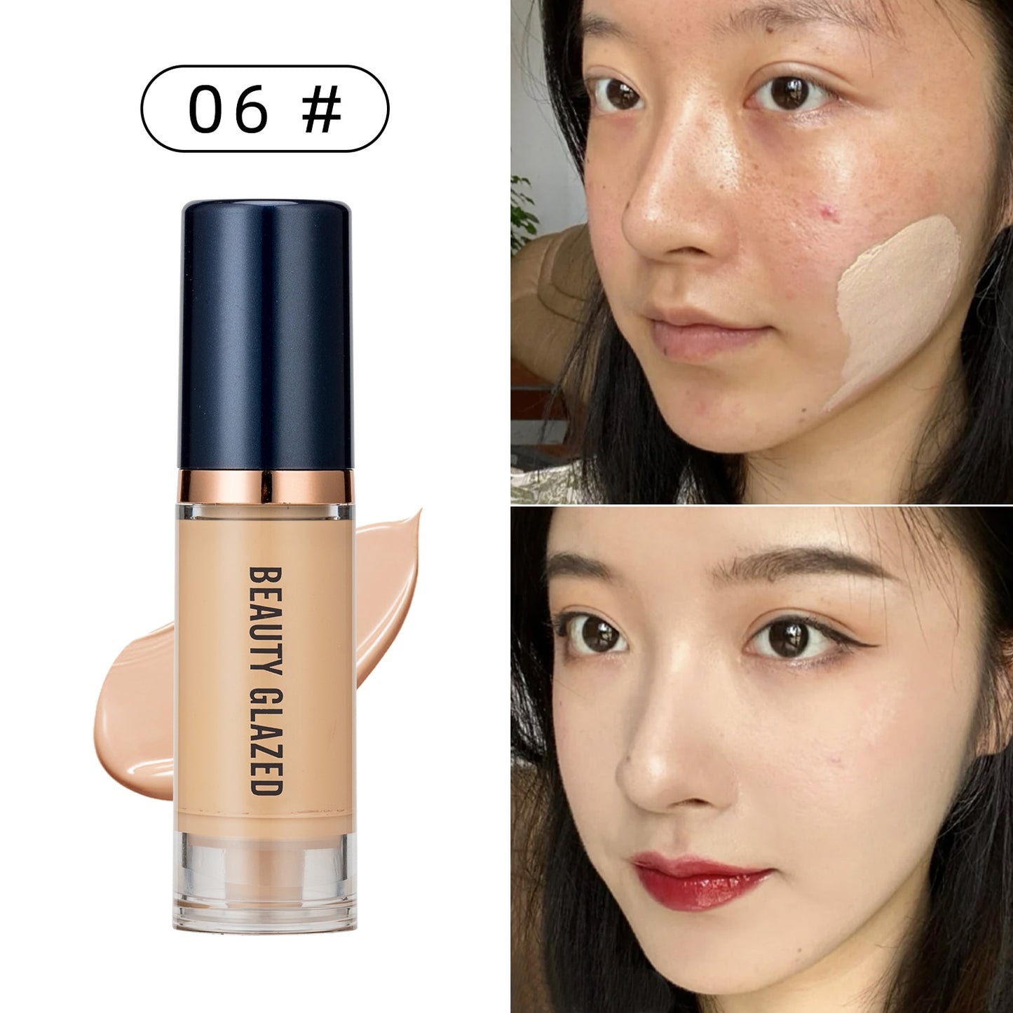 Beauty Glazed Makeup Foundation 6 colors Base Face Liquid Foundation Cream Full Coverage Concealer Oil-control Soft Easy to Wear