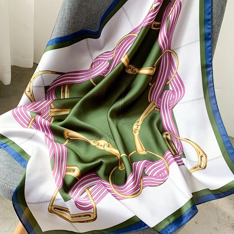70*70cm Fashion Silk Satin Hair Scarf Women Handkerchief Printed Female Square Head Bandana Small Neck muffler hijab lady gir