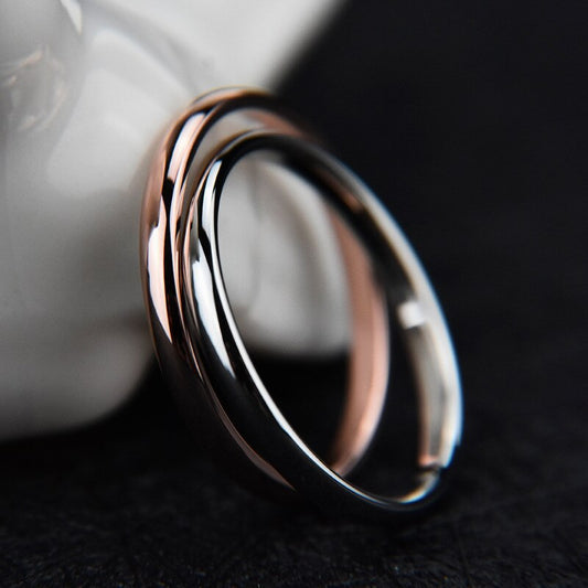 Titanium Steel Rose Gold Anti-allergy Smooth Simple Wedding Couples Rings Bijouterie for Man or Woman Gift Women Wedding Rings