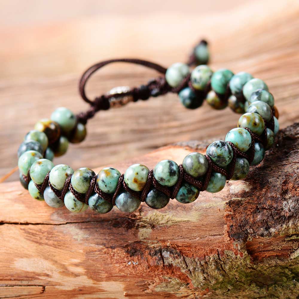 ZEN Men Bracelet Cool African Stone Beads Braided Cuff Bracelet Handmade Friendship Bracelets Mens Charm Bracelet Jewelry