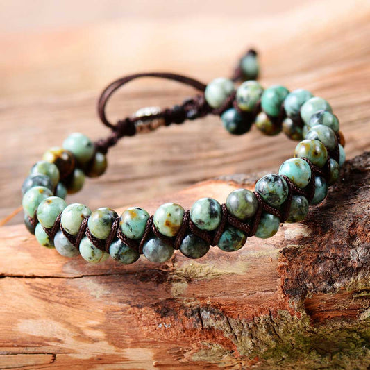 ZEN Men Bracelet Cool African Stone Beads Braided Cuff Bracelet Handmade Friendship Bracelets Mens Charm Bracelet Jewelry