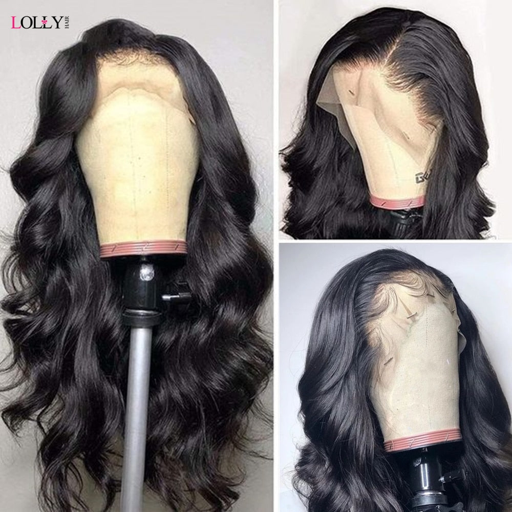 Long Brazilian Body Wave Lace Front Wig 28 30 32 34 36 38 40 Inches Lace Front Human Hair Wigs Pre Plucked Lolly Remy Lace Wig