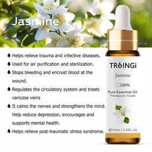 10ml Pure Natural Essential Oils -Jasmine Lavender Rose Vanilla Mint Sage Cinnamon Bergamot Tea Tree Oil with Dropper