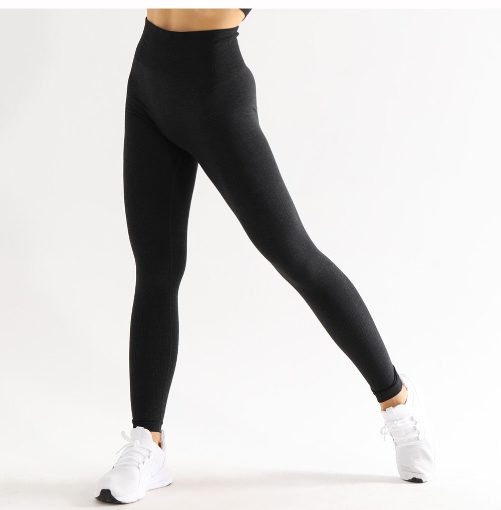 Fitstyle Seamless Leggings Sport Fitness Running Yoga Pants High Waist Booty Gym Shark Elastic Body Building Pantalones De Yoga For Women