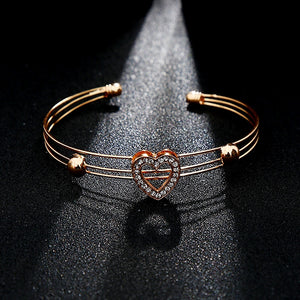 5 Pieces / Set Heart Gold Color Crystal Party Engagement Anniversary Wedding Jewelry Set Gifts For Women